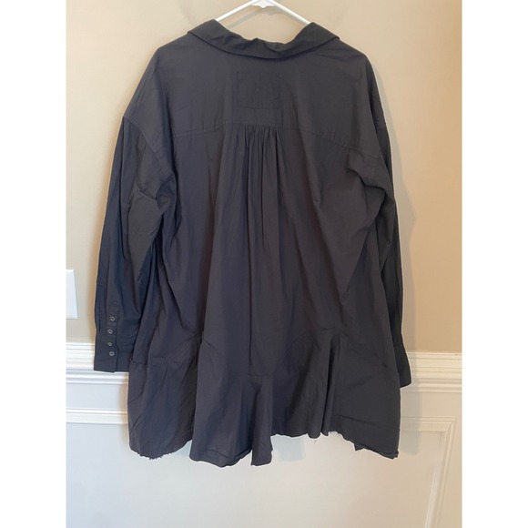 We The Free Free People Freya Black Cotton Poplin Tunic Shirt Size L NWT - Picture 3 of 9